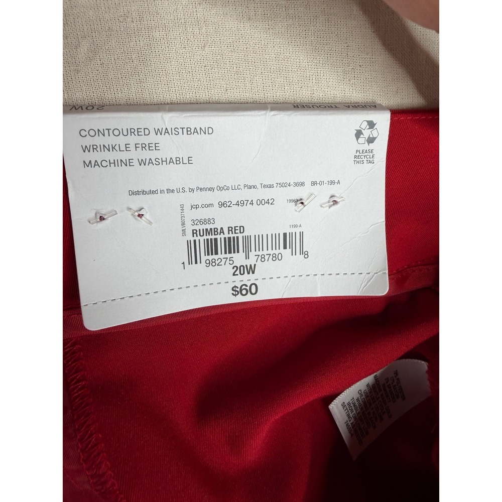 NWT Liz Claiborne Audra Mid-Rise Trouser Size 20W Rumba Red - Picture 10 of 11
